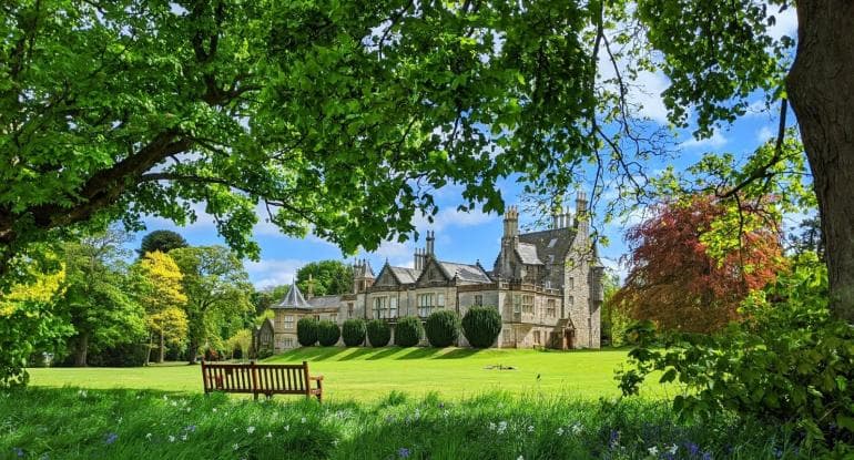 Grounds of Lauriston Castle on sunny day